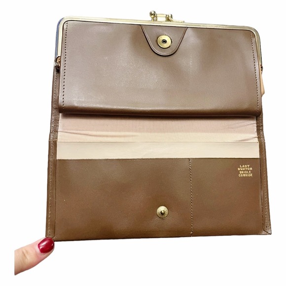VINTAGE LADY BUXTON Leather Hand Purse Wallet Suede 40s 50s L: 7 x 3.5 in Brown - Picture 2 of 4